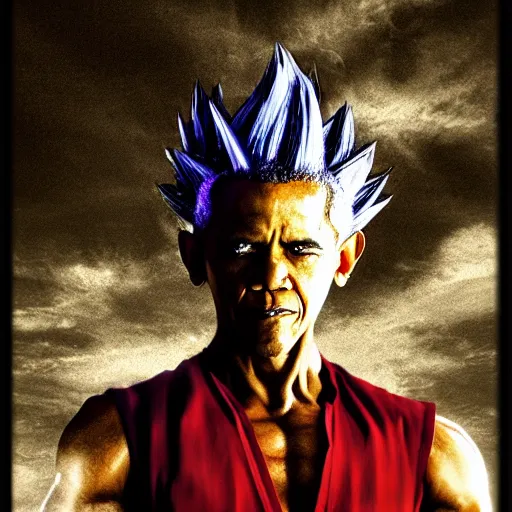 Image similar to Super Saiyan Obama, photograph, 2008 photo