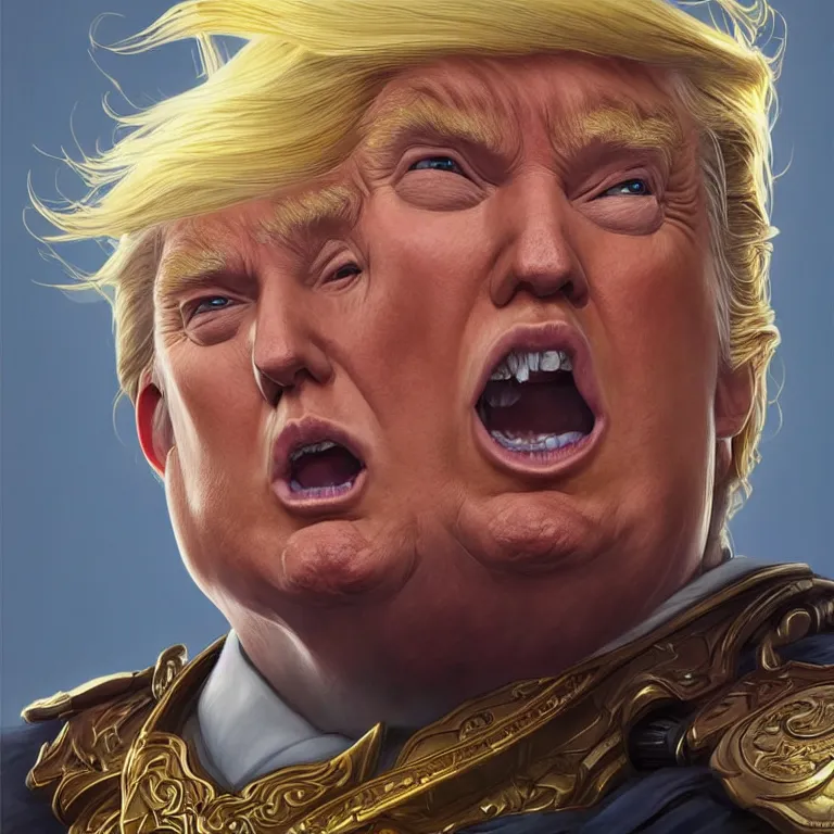 Image similar to a highly detailed character portrait of Donald Trump as a World of Warcraft character, intricate, digital painting, artstation, concept art, smooth, sharp focus, illustration, art by artgerm and greg rutkowski and alphonse mucha