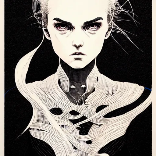 Image similar to portrait soft light, by killian eng and joe fenton and conrad roset, inspired by akira anime, etching, fine, sharp high detail, screen print,