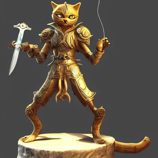 Prompt: humanoid cat holding a sword, detailed, 4k, final fantasy