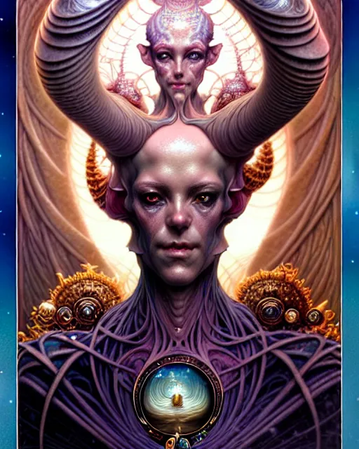 Image similar to the world tarot card, fantasy character portrait made of fractals, ultra realistic, wide angle, intricate details, the fifth element artifacts, highly detailed by peter mohrbacher, hajime sorayama, wayne barlowe, boris vallejo, aaron horkey, gaston bussiere, craig mullins