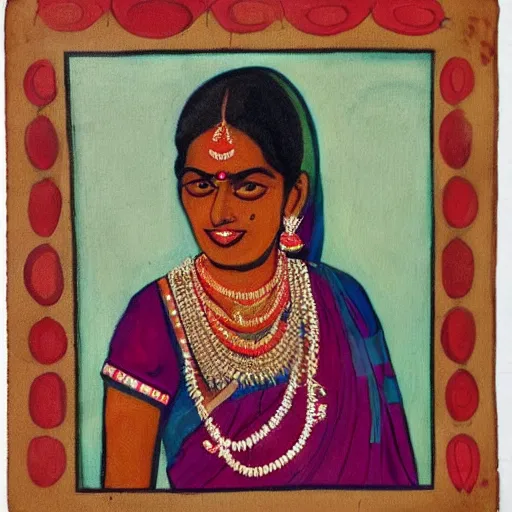 Image similar to painting of a women from maharashtra in saree from 2 0 th century making chapati