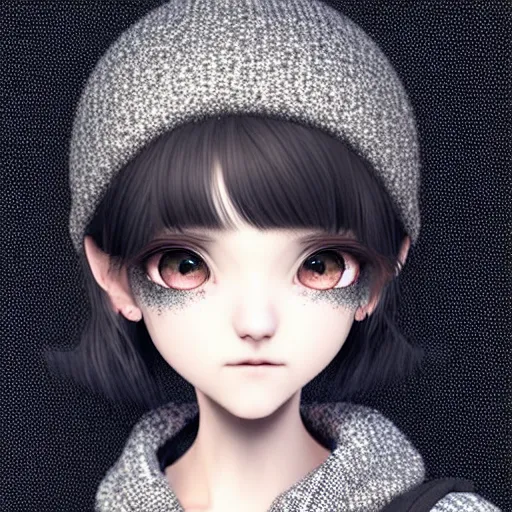 Prompt: beautifully pretty stoner girl, 2 2 years old, black sweater, grey checkered skirt, very cute features, glittery short black hair, blue eyes, universal volumetric lighting, soft glow, by range murata, highly detailed intricately sharp focus, trending on pinterest, unreal engine 5 4 k uhd image