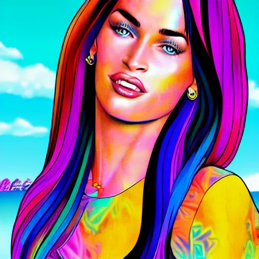 Prompt: Lisa Frank Megan Fox, beautiful digital art