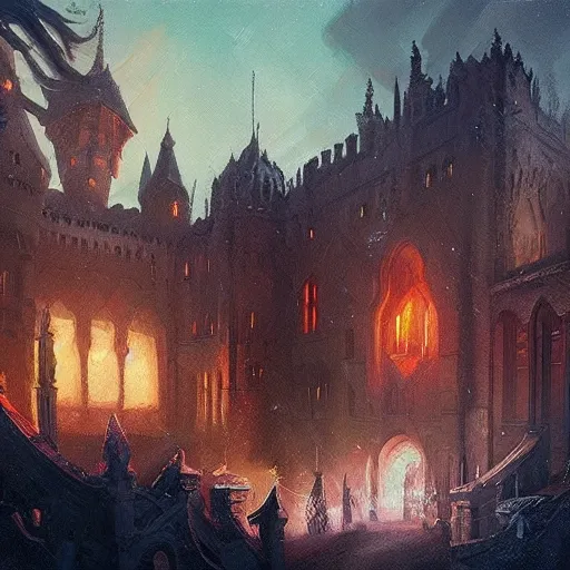 Image similar to ultra realistic refined mistical painting trending on artstation of medivh at his castle by greg rutkowski