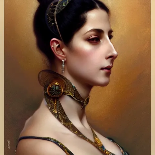 Image similar to beautiful portrait of mata hari, natural beauty expressive pose, fantasy, intricate, elegant, highly detailed, digital painting, artstation, concept art, smooth, sharp focus, illustration, art by artgerm and greg rutkowski and alphonse mucha