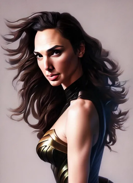 Image similar to full length photo of a gorgeous gal gadot in the style of stefan kostic, realistic, sharp focus, 8k high definition, insanely detailed, intricate, elegant, art by stanley lau and artgerm