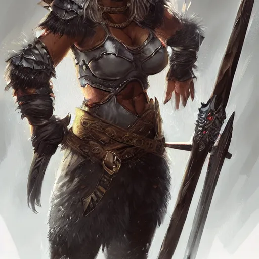 Image similar to female barbarian warrior, fully covered in armor and furs, art by artgerm and greg rutkowski and magali villeneuve, d & d, fantasy, portrait, highly detailed, headshot, digital painting, trending on artstation, concept art, sharp focus, illustration