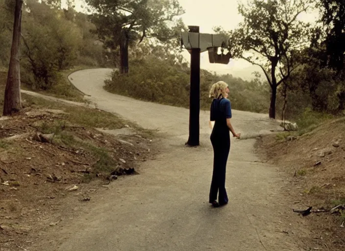 Image similar to Naomi Watts walking Mulholland Drive, Gregory Crewdson, Joel Sternfeld