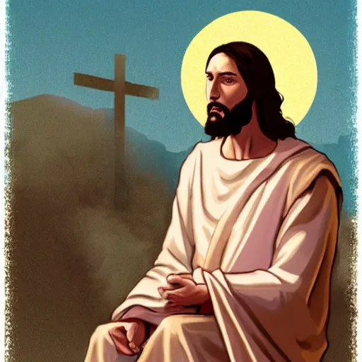 Prompt: jesus christ smoking a blunt, sitting in a wheelchair, biblically accurate