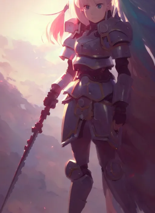 Prompt: portrait of cute girl in armor, warhammer 4 0 0 0 0, illustration concept art anime key visual trending pixiv fanbox by wlop and greg rutkowski and makoto shinkai and studio ghibli