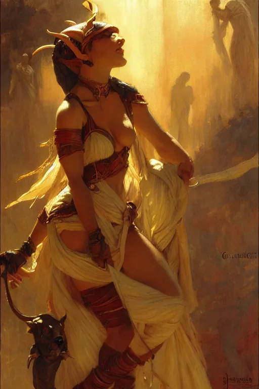 Image similar to tiefling, highly detailed painting by gaston bussiere, craig mullins, j. c. leyendecker 8 k