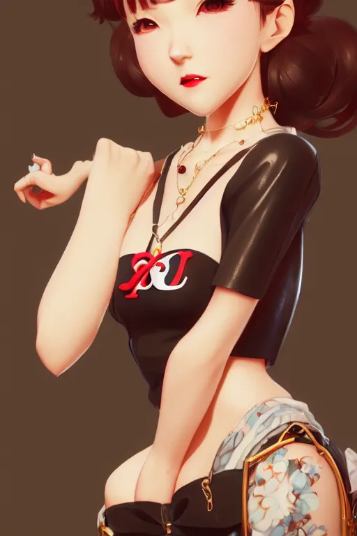 Image similar to a pin up and beautiful fashion charming dreamlke japan girl with lv jewelry, character art, art by wlop and and ilya kuvshinov, hyperdetailed, 8 k realistic, symmetrical, frostbite 3 engine, cryengine, dof, trending on artstation, digital art