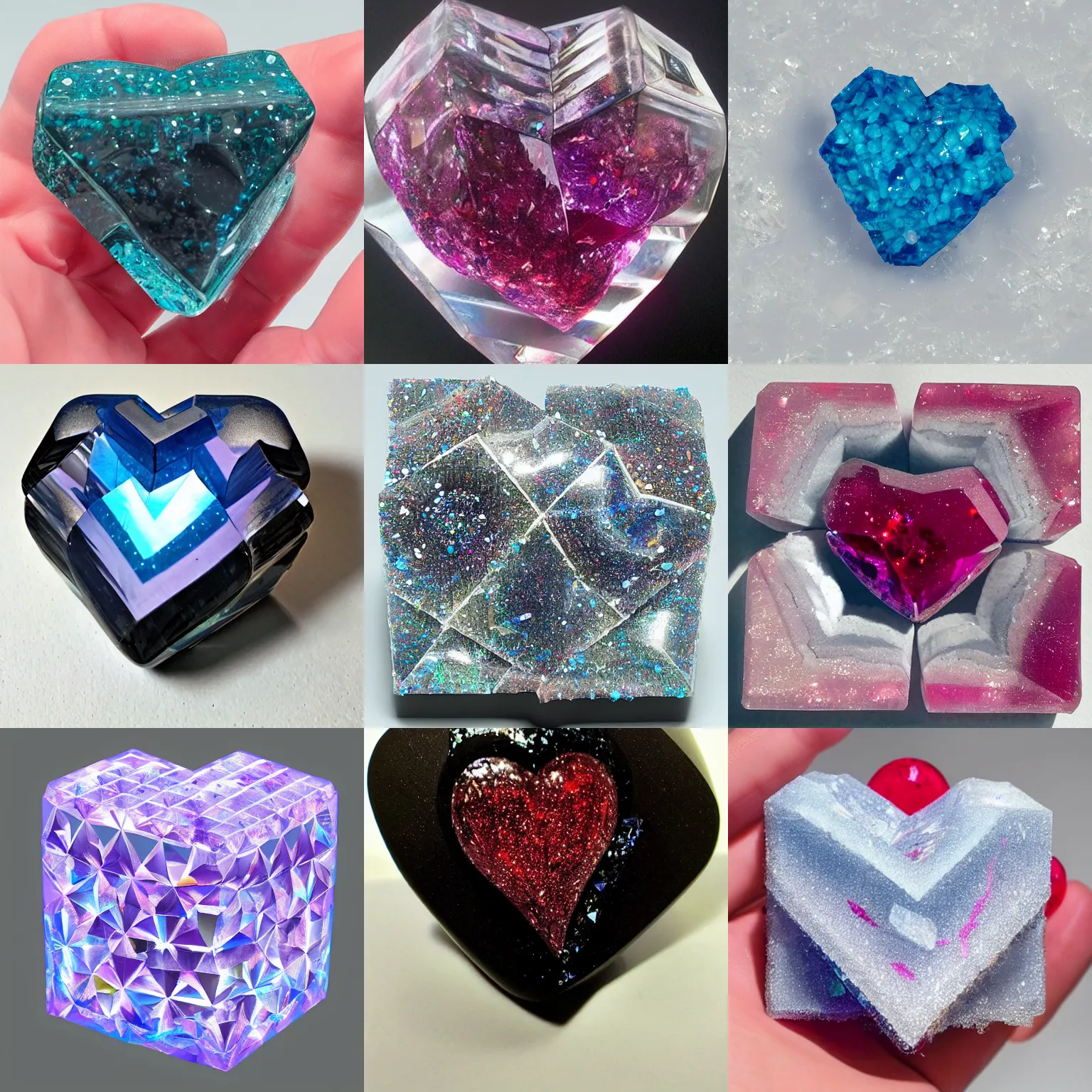 Prompt: crystallized cubed heart, 8k, detailed, very detailed