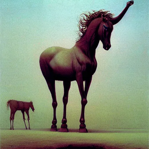 Image similar to centaur, beksinski