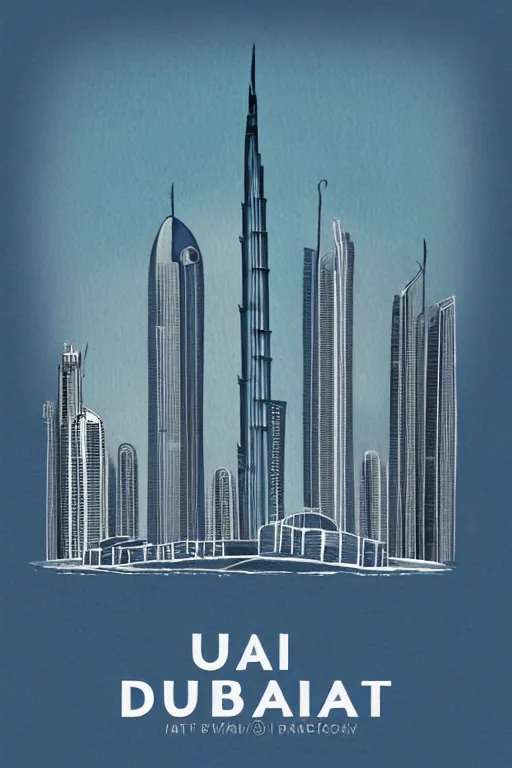 Prompt: minimalist watercolor art of dubai, illustration, vector art