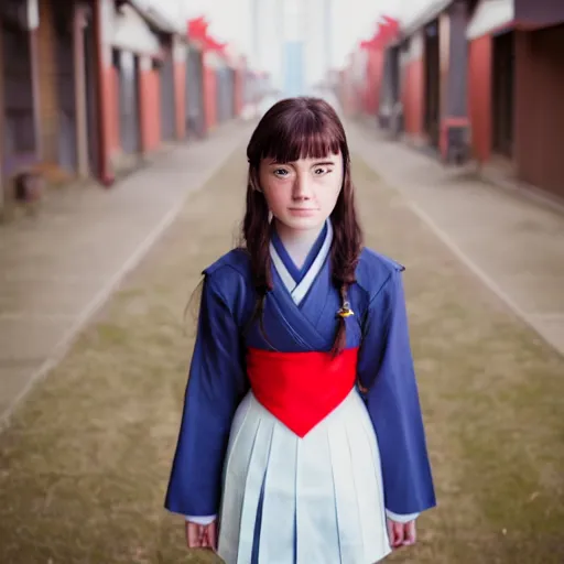 Prompt: portrait of arya stark in sailor japanese girl school uniform, f/3.5, ISO 100