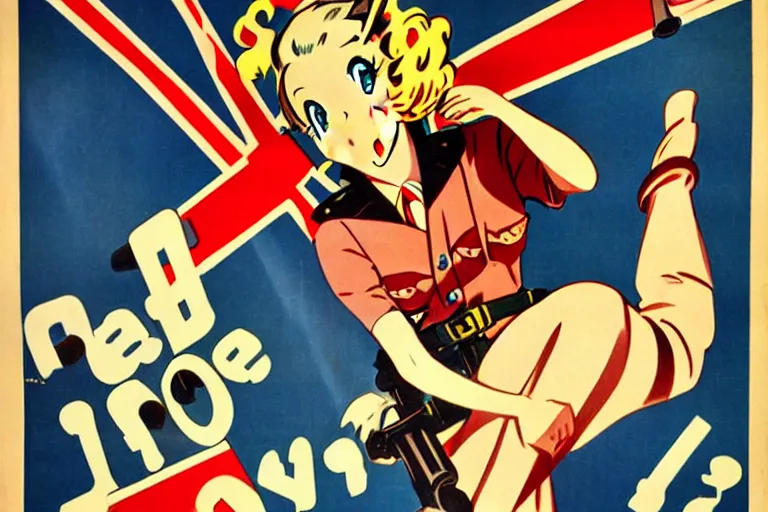 Image similar to 1940s, war, anime, poster