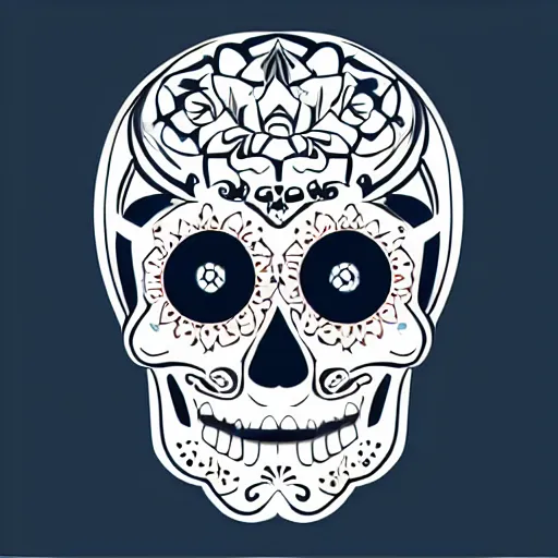 Image similar to a small vector tattoo design. art deco sugar skull.