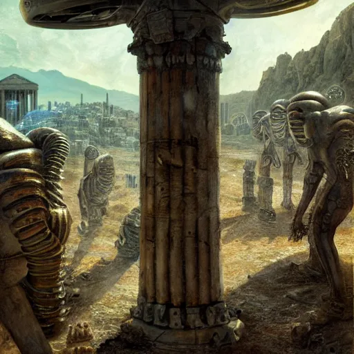 Prompt: alien invasion Ancient Athens, UFOs, oil on canvas, portrait, intricate, 8k highly professionally detailed, HDR, CGsociety