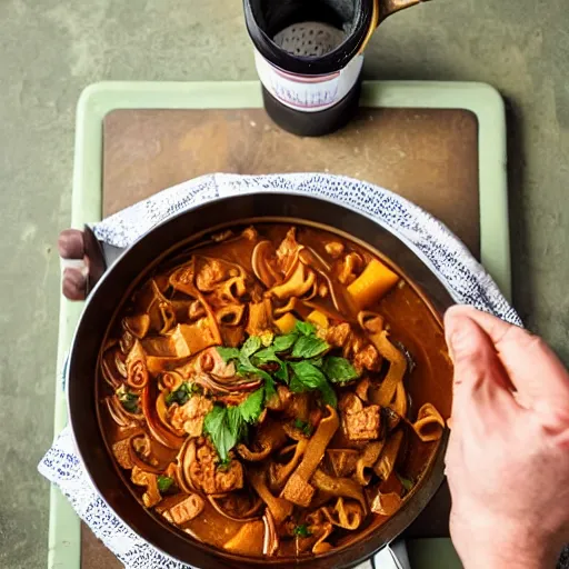 Prompt: Beautiful Food photography of Stalin making Gulash