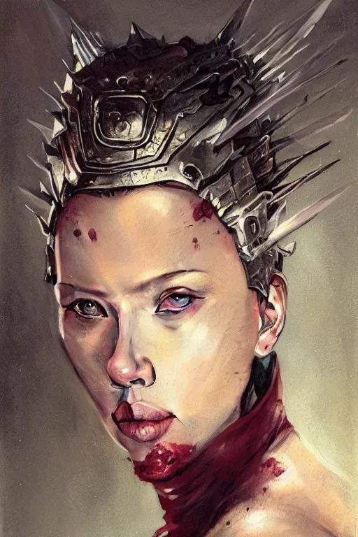 Image similar to scarlet johansson, legendary warrior, heroic fighter, dungeons & dragons, tattoos, decorative ornaments, battle armor, by carl spitzweg, ismail inceoglu, vdragan bibin, hans thoma, greg rutkowski, alexandros pyromallis, perfect face, detailed, sharply focused, centered, rule of thirds, realistic shading