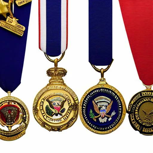 Prompt: trump decorated with military medals