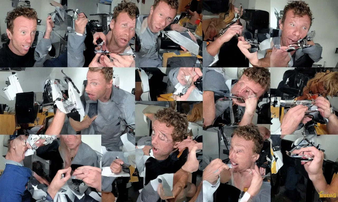 Image similar to chris martin transforms into a swingline stapler, animorphs