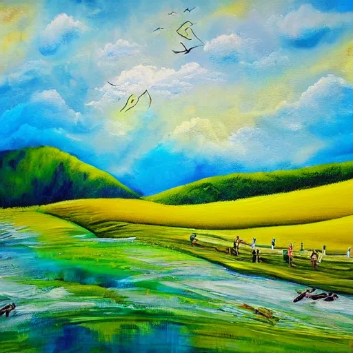 Image similar to Landscapes: The Joy Of Life, painting, evokes feelings of joy, 4k detail