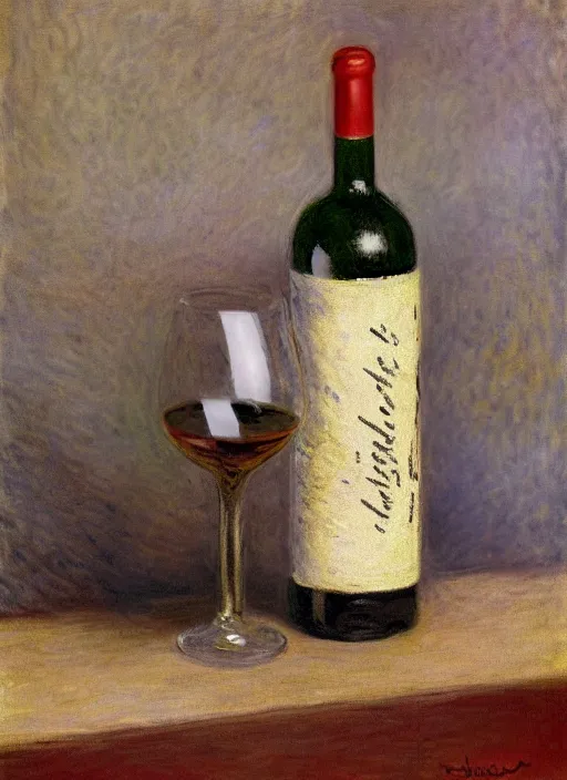 Image similar to bottle of wine, made by Hugo Heyrman, Digital matte art, by Oscar-Claude Monet