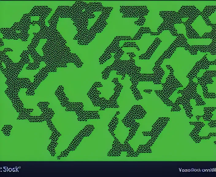 Image similar to top down 2d vector map with black background and green islands