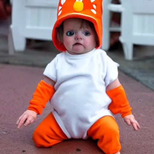 Image similar to cute baby chick dressed as an inmate