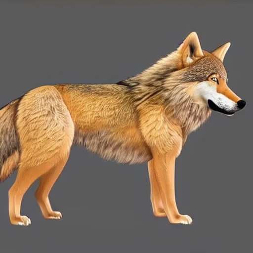 Prompt: professional stylized full - body digital art of a side profile of a tibetan wolf, light brown and tan fur, fluffy, falling leaves, hd, 8 k, highly detailed, high quality, cute