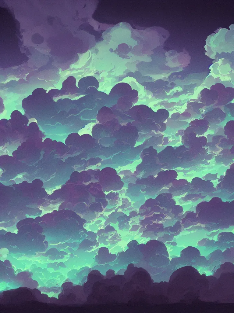 Image similar to neon glow in the dark clouds by disney concept artists, blunt borders, rule of thirds