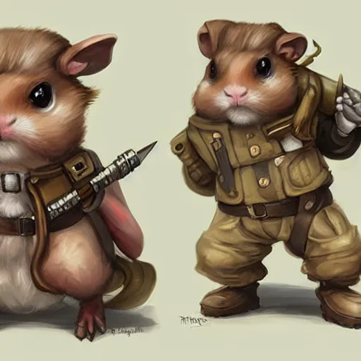 Image similar to cute little anthropomorphic Guinea Pig Field Medic, tiny, small, short, Modern Field medic with red cross, cute and adorable, pretty, beautiful, DnD character art portrait, matte fantasy painting, DeviantArt Artstation, by Jason Felix by Steve Argyle by Tyler Jacobson by Peter Mohrbacher, cinema