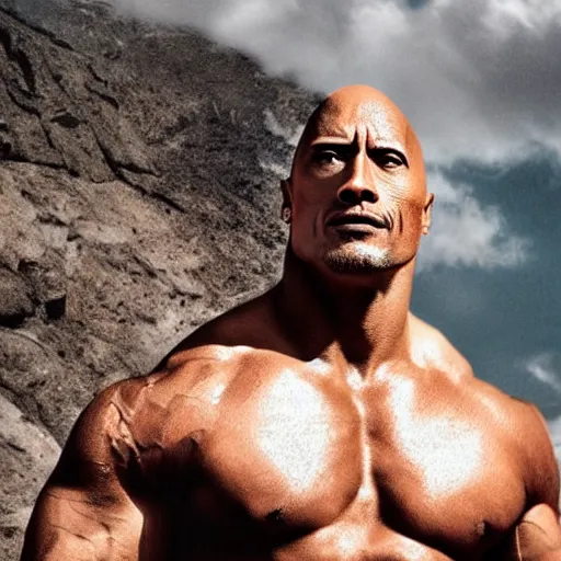 Image similar to rock with the face of dwayne johnson, shot on iphone