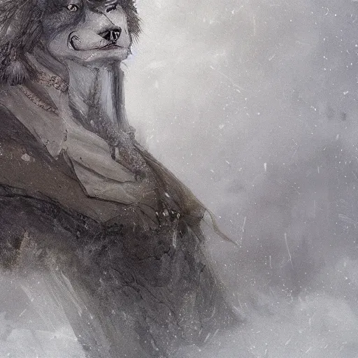 Prompt: an anthropomorphic wolf in a black doublet looking out over the hills, artstation hq, stylized, greg rutkowski, sharp focus, concept art, furaffinity fursona, furry, anthropomorphic