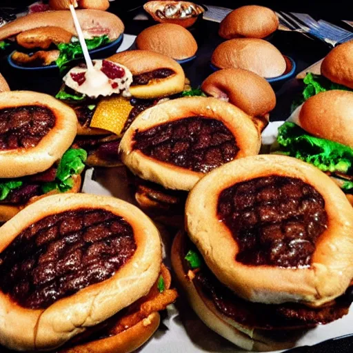 Prompt: food photograph of a burger made of eyes, hyper realistic, instagram, foodie,. detailed,