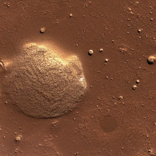 Prompt: photo of the mars surface made of gold dust, credit NASA JPL