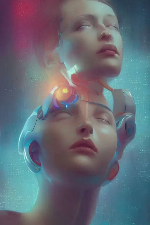 Prompt: A beautiful robotic woman dreaming, cinematic lighting, soft bokeh, sci-fi, modern, colourful, highly detailed, digital painting, artstation, concept art, sharp focus, illustration, by WLOP