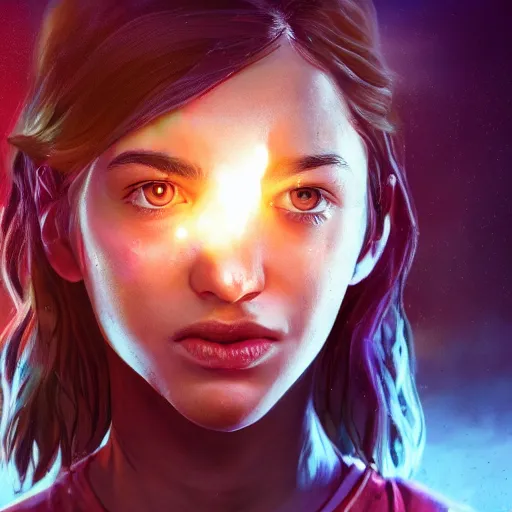 Image similar to portrait art of clementine walking dead telltale games, art by alessio albi 8 k ultra realistic, angel wings, lens flare, atmosphere, glow, detailed, intricate, full of colour, led lighting, trending on artstation, 4 k, hyperrealistic, focused, extreme details, unreal engine 5, masterpiece