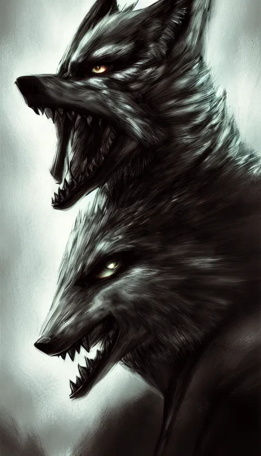 Image similar to punk wolf, fantasy, art station, dramatic, concept art, portrait, light