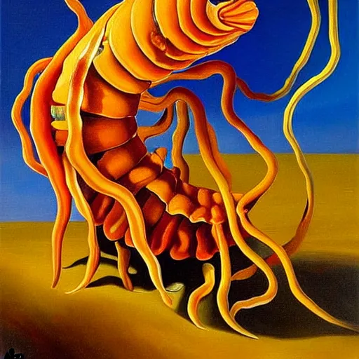 Image similar to oil painting of caramel cornstar fish by salvador dali, highly detailed, painted by someone who paints with their toes