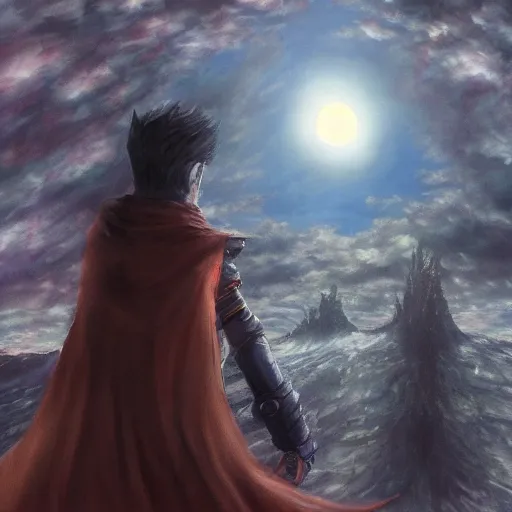 Prompt: impressionistic oil painting of the eclipse scene of the manga berserk, key visual, concept art, extremely moody lighting, highly detailed, digital painting, artstation, unreal engine,