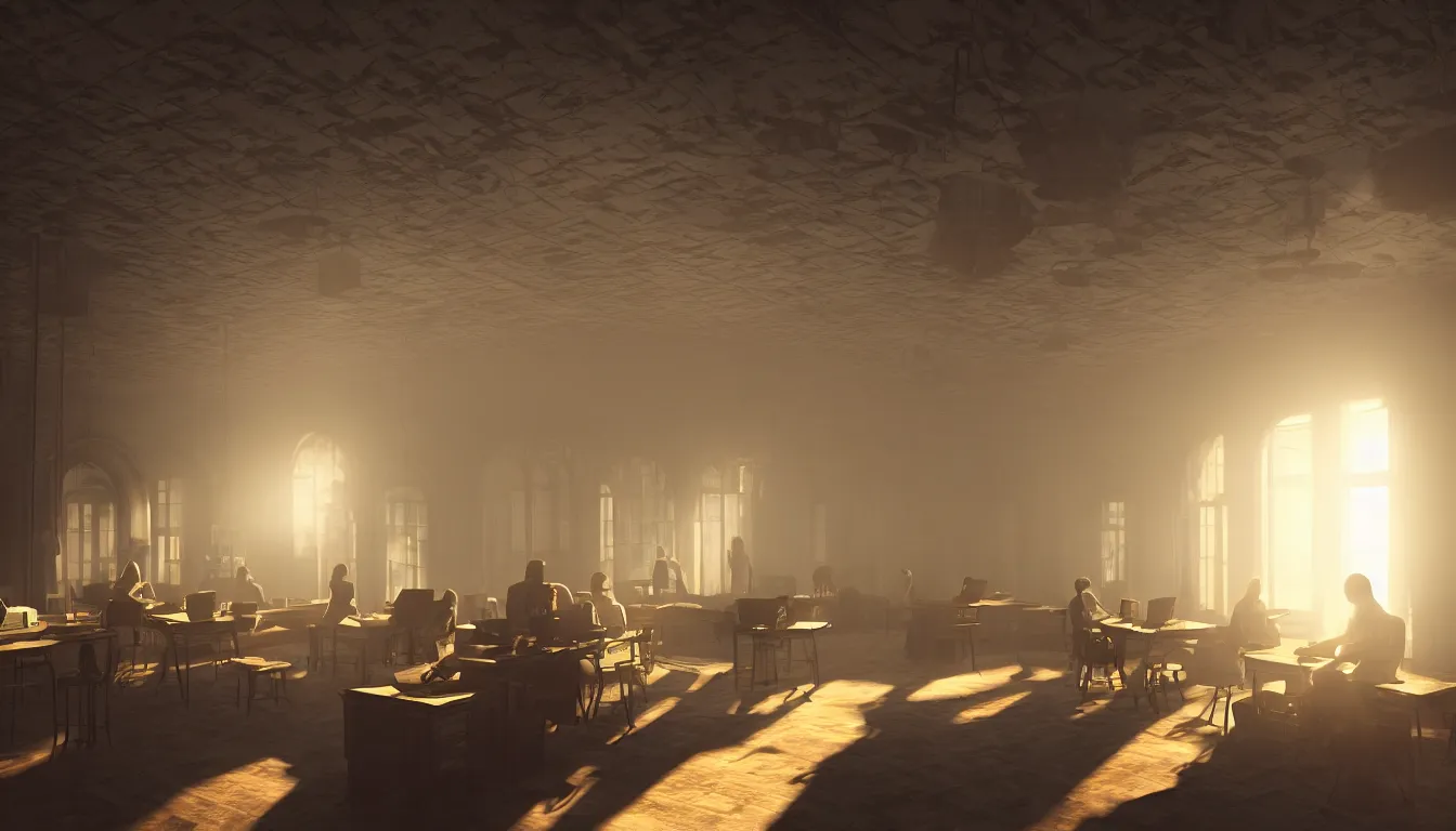 Prompt: a victorian internet cafe, volumetric light, morning light, cinematic photo, epic scene