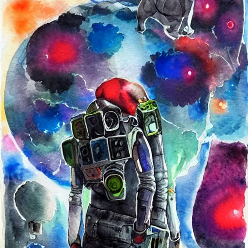 Image similar to hack the planet, watercolor, 2077