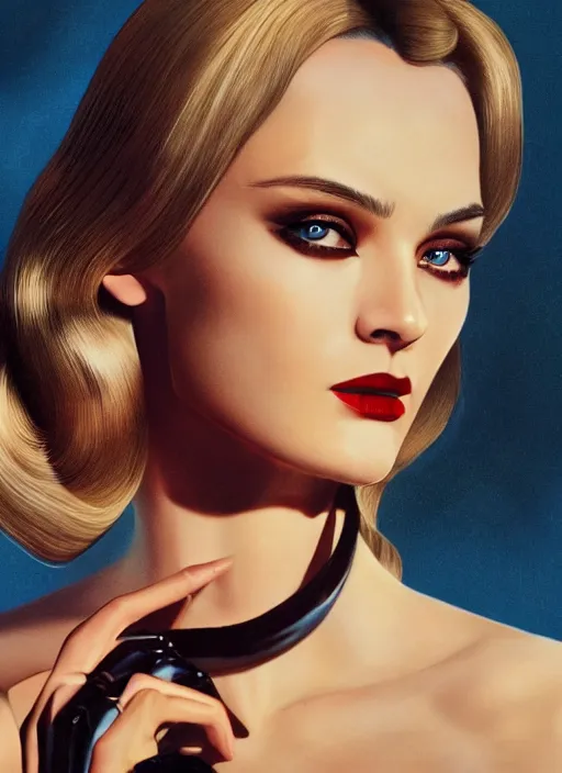 Prompt: Daria Strokous as a Bond Girl in a Retro James Bond movie poster in style of anime, cinematic, Makeup by Pat McGrath, realism, Greg rutkowski, 1990s