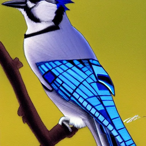 Prompt: a blue jay fantasy art.