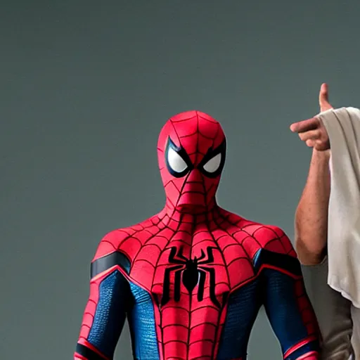 Image similar to Spider-Man and Ghost-Spider ready pose, Marvel Cinematic Universe, live action