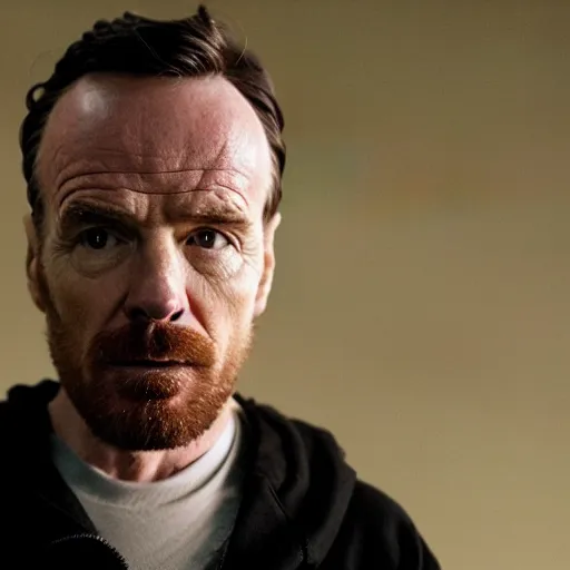 Image similar to Live Action Still of Bryan Cranston dressed as Jesse Pinkman, real life, hyperrealistic, ultra realistic, realistic, highly detailed, epic, HD quality, 8k resolution, body and headshot, film still